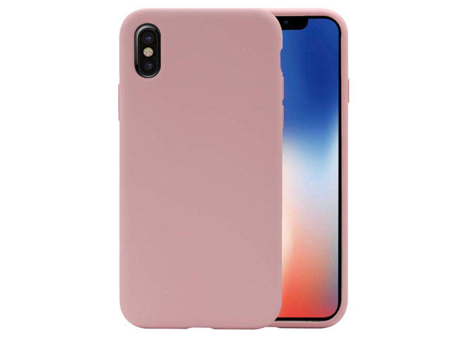 Чехол Yotrix LiquidSilicone для Apple iPhone XS max (серо-розовый, гелевый)