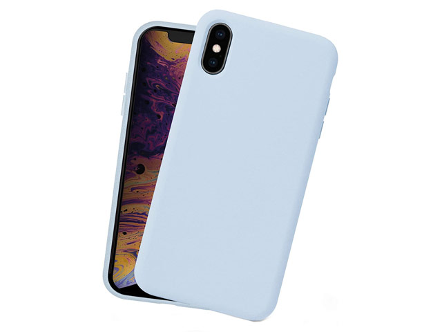 Чехол Yotrix LiquidSilicone для Apple iPhone XS (бледно-голубой, гелевый)