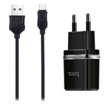 Зарядное устройство Hoco Smart Dual Charger C12 универсальное (сетевое, 2.4A, 2xUSB, USB Type C, черное)