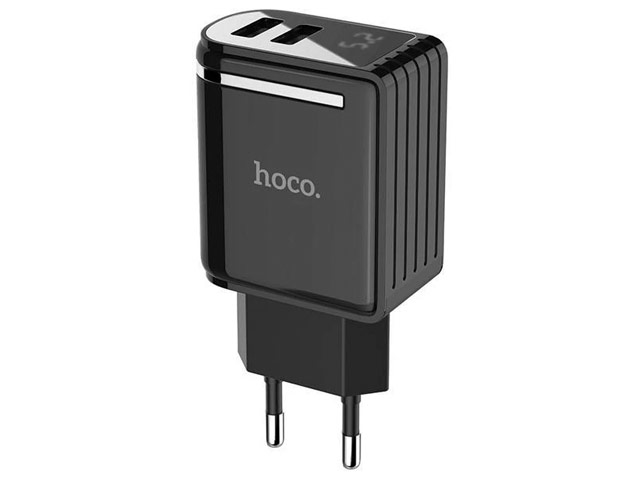 Зарядное устройство Hoco 2USB Charger C39A универсальное (сетевое, 2.4A, 2xUSB, индикация, черное)
