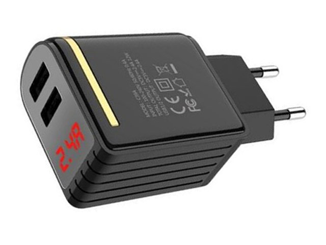 Зарядное устройство Hoco 2USB Charger C39A универсальное (сетевое, 2.4A, 2xUSB, индикация, черное)