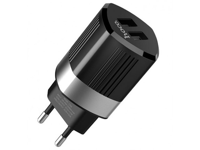 Зарядное устройство Hoco Intelligent Charger C55A универсальное (сетевое, 2.4A, 2xUSB, черное)