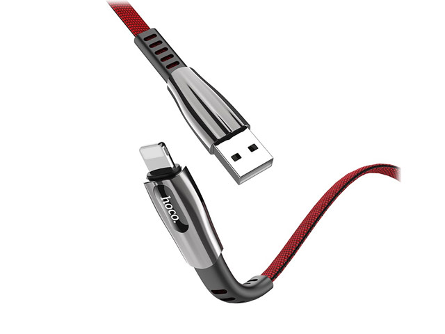 USB-кабель Hoco Anti-Bending Cable U70 (Lightning, черный/красный, 2.4A, 1.2 м)