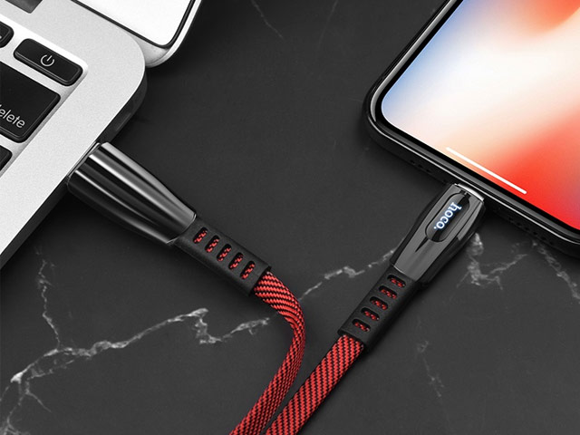 USB-кабель Hoco Anti-Bending Cable U70 (Lightning, черный/красный, 2.4A, 1.2 м)