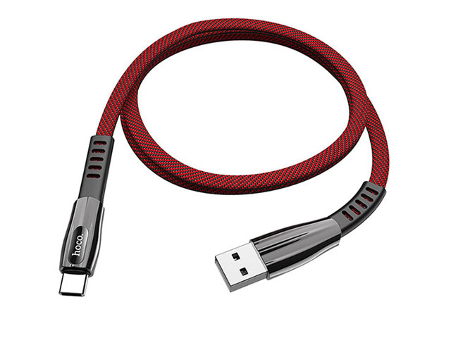 USB-кабель Hoco Anti-Bending Cable U70 (USB Type C, черный/красный, 2.4A, 1.2 м)