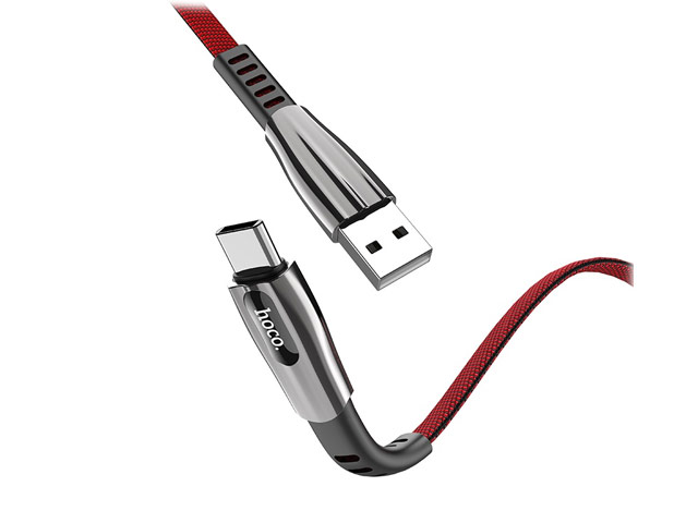 USB-кабель Hoco Anti-Bending Cable U70 (USB Type C, черный/красный, 2.4A, 1.2 м)