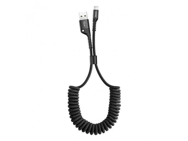 USB-кабель Baseus Fish Eye Spring Cable (Lightning, черный, 1 м)