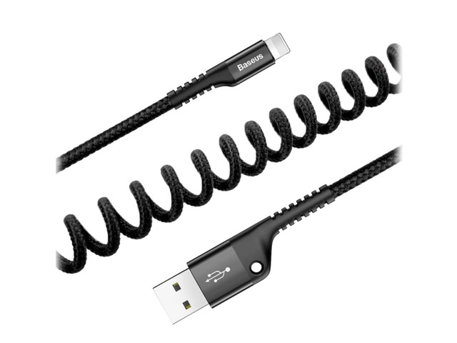 USB-кабель Baseus Fish Eye Spring Cable (Lightning, черный, 1 м)