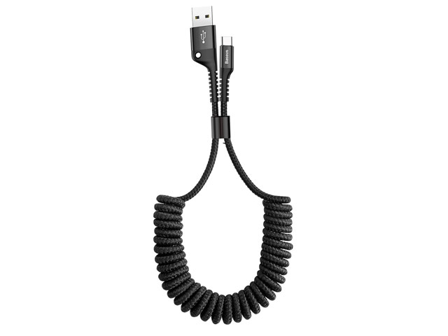 USB-кабель Baseus Fish Eye Spring Cable (USB Type C, черный, 1 м)