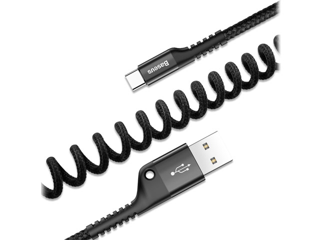 USB-кабель Baseus Fish Eye Spring Cable (USB Type C, черный, 1 м)