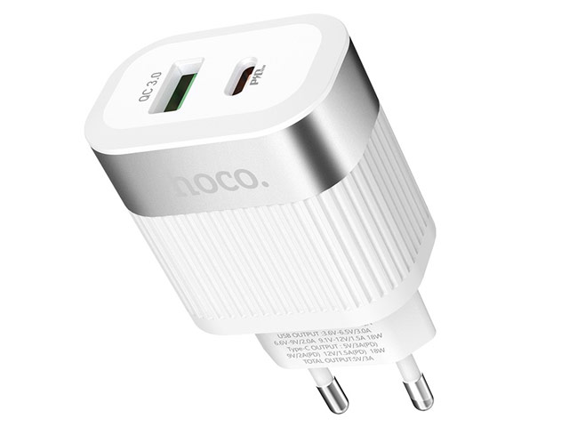 Зарядное устройство Hoco Intelligent Charger C58A универсальное (сетевое, 18W, Quick Charge 3.0, PD 2.0, белое)