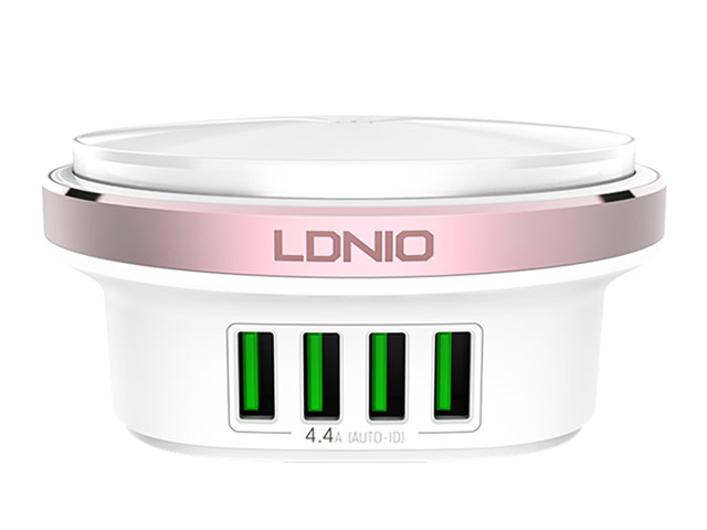 Зарядное устройство LDNIO Desktop Lamp Charger универсальное (сетевое, 4xUSB, 2.4A, лампа, белое)