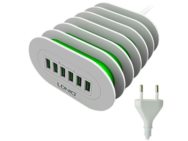 Зарядное устройство LDNIO Desktop Charger универсальное (сетевое, 6xUSB, 2.4A, белое)