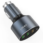 Зарядное устройство LDNIO Quick Charger универсальное (автомобильное, USB x 3, 3.0A, Quick Charge 3.0, USB Type C, черное)