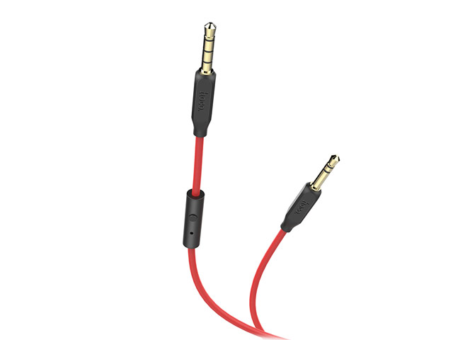 AUX-кабель Hoco Aux Audio cable UPA12 (1 м, разъемы 3.5 мм, пульт/микрофон, красный)