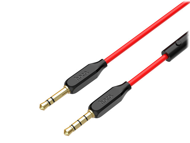 AUX-кабель Hoco Aux Audio cable UPA12 (1 м, разъемы 3.5 мм, пульт/микрофон, красный)