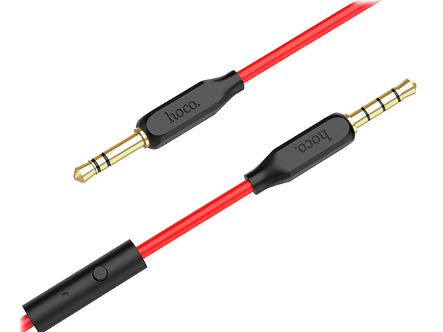 AUX-кабель Hoco Aux Audio cable UPA12 (1 м, разъемы 3.5 мм, пульт/микрофон, красный)