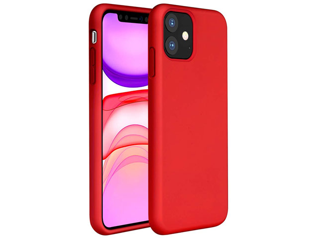 Чехол Yotrix LiquidSilicone для Apple iPhone 11 (красный, гелевый)