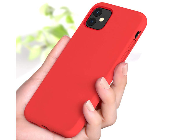 Чехол Yotrix LiquidSilicone для Apple iPhone 11 (красный, гелевый)