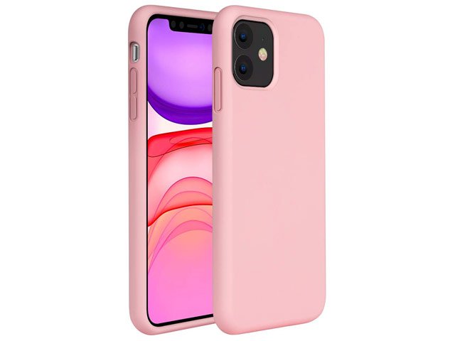 Чехол Yotrix LiquidSilicone для Apple iPhone 11 (светло-розовый, гелевый)