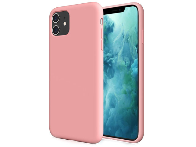 Чехол Yotrix LiquidSilicone для Apple iPhone 11 (розовый, гелевый)