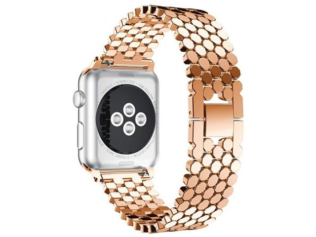 Ремешок для часов Yotrix Metal Scales для Apple Watch 38/40 мм (розово-золотистый, стальной)