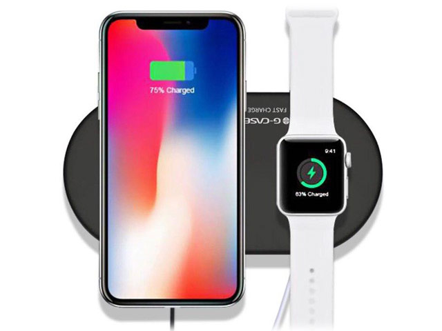 Беспроводное зарядное устройство G-Case Fast Wireless Charger (черное, Fast Charge, стандарт QI, зарядка Apple Watch)