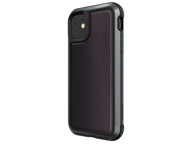 Чехол X-doria Defense Lux для Apple iPhone 11 (Black Leather, маталлический)