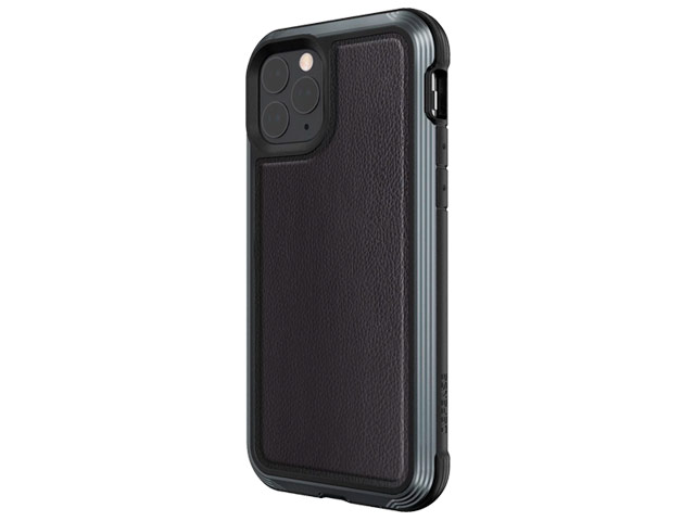 Чехол X-doria Defense Lux для Apple iPhone 11 pro max (Black Leather, маталлический)