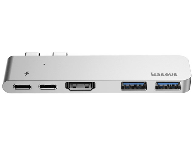 USB-хаб Baseus Thunderbolt C plus Hub универсальный (USB-C, 2 x USB 3.0, USB-C вход x 2, USB-C выход x 2, HDMI, темно-серый)