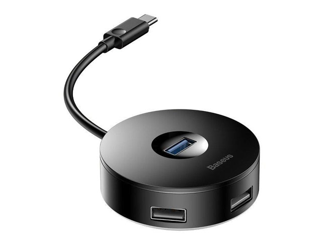 USB-хаб Baseus Round Box Hub универсальный (USB-C, 1 x USB 3.0, 4 x USB 3.0, черный)