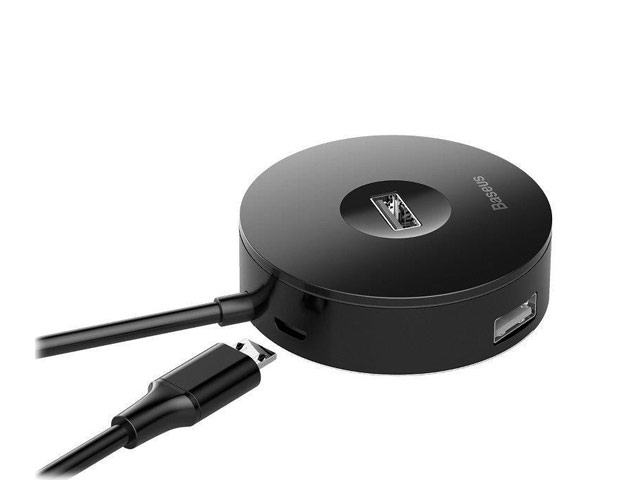 USB-хаб Baseus Round Box Hub универсальный (USB-C, 1 x USB 3.0, 4 x USB 3.0, черный)