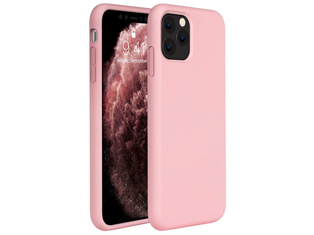 Чехол Yotrix LiquidSilicone для Apple iPhone 11 pro (светло-розовый, гелевый)