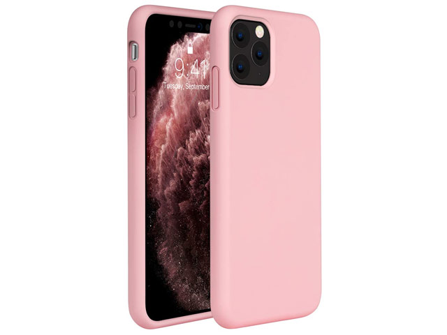 Чехол Yotrix LiquidSilicone для Apple iPhone 11 pro max (светло-розовый, гелевый)