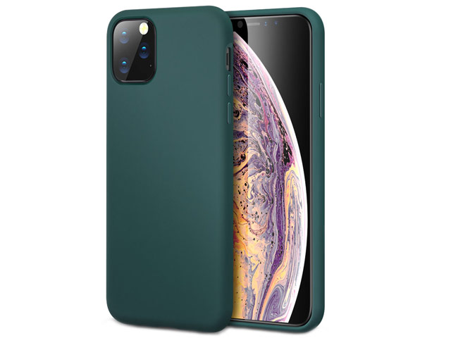 Чехол Yotrix LiquidSilicone для Apple iPhone 11 pro max (темно-зеленый, гелевый)