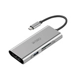 USB-хаб WIWU Alpha Hub 7-in-1 универсальный (USB-C, 3 x USB 3.0, USB-C вход, HDMI, microSD/SD, темно-серый)