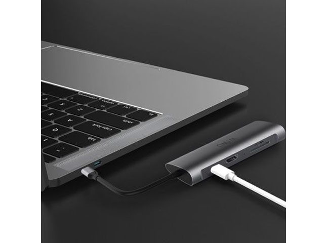 USB-хаб WIWU Alpha Hub 7-in-1 универсальный (USB-C, 3 x USB 3.0, USB-C вход, HDMI, microSD/SD, темно-серый)