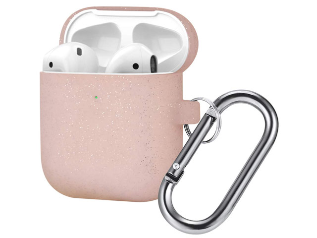 Чехол Synapse Buckle Case для Apple AirPods (Pink Glitter, силиконовый)