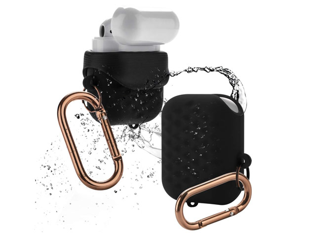 Чехол Synapse Waterproof Rhombus для Apple AirPods (черный, силиконовый)