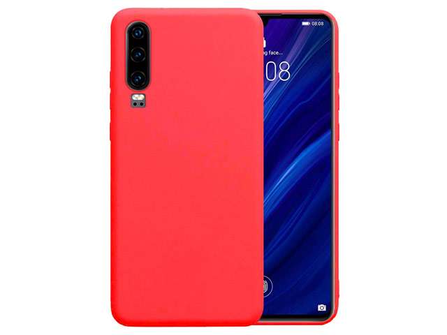 Чехол Yotrix LiquidSilicone для Huawei P30 (красный, гелевый)