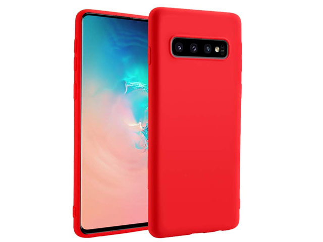 Чехол Yotrix LiquidSilicone для Samsung Galaxy S10 plus (красный, гелевый)