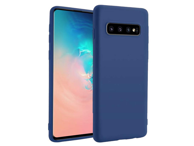 Чехол Yotrix LiquidSilicone для Samsung Galaxy S10 plus (темно-синий, гелевый)