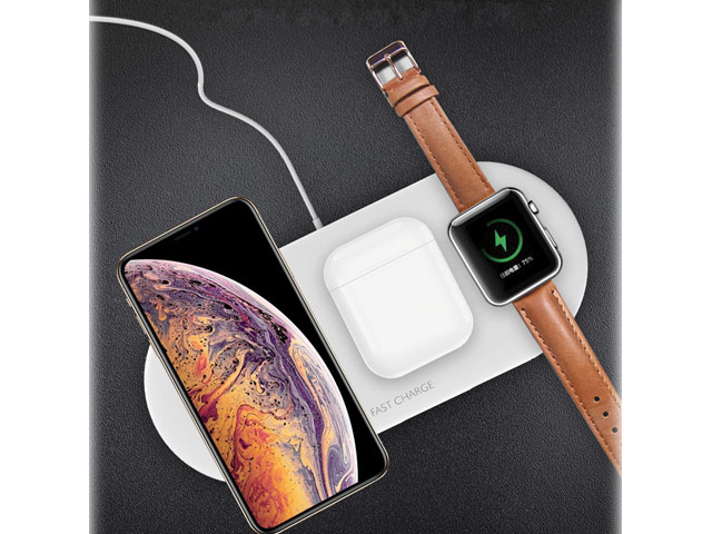 Беспроводное зарядное устройство Synapse Fast Wireless Charging Pad (белое, Fast Charge, QI, зарядка Apple Watch и AirPods)