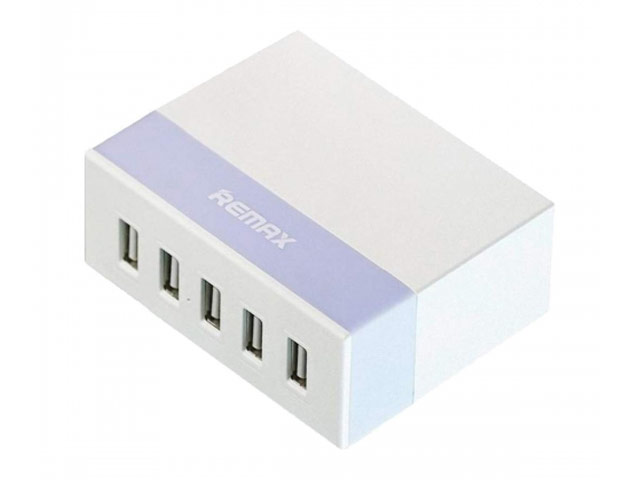 Зарядное устройство Remax USB Charger RU-U1 универсальное (сетевое, 5xUSB, 7.5A, белый/сиреневый)