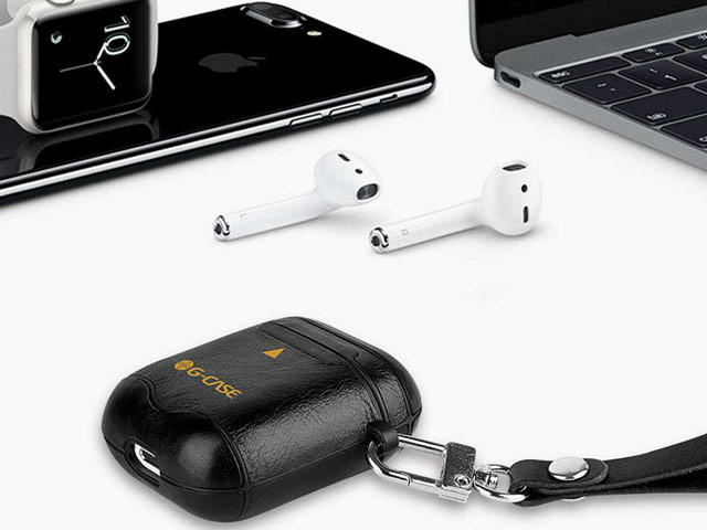 Чехол G-Case Monte Carlo Series для Apple AirPods (черный, кожаный)
