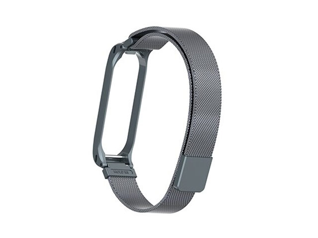 Ремешок для браслета Synapse Milanese Loop для Xiaomi Mi Band 4 (темно-серый, стальной)