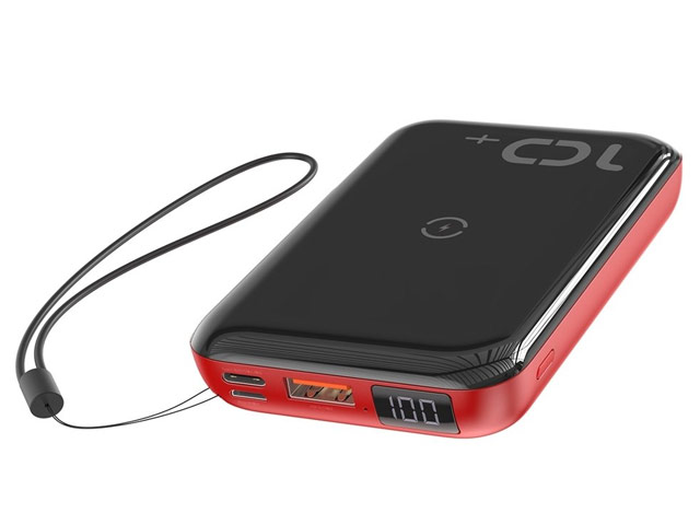 Внешняя батарея Baseus Mini S Wireless Powerbank универсальная (10000 mAh, беспроводная зарядка, быстрая зарядка, черная/красная)