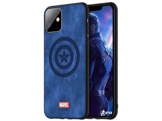 Чехол Marvel Avengers Leather case для Apple iPhone 11 (Captain America, матерчатый)