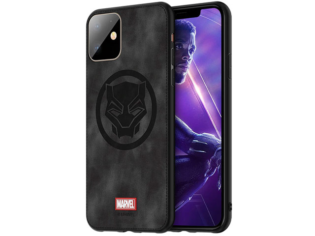 Чехол Marvel Avengers Leather case для Apple iPhone 11 (Black Panther, матерчатый)