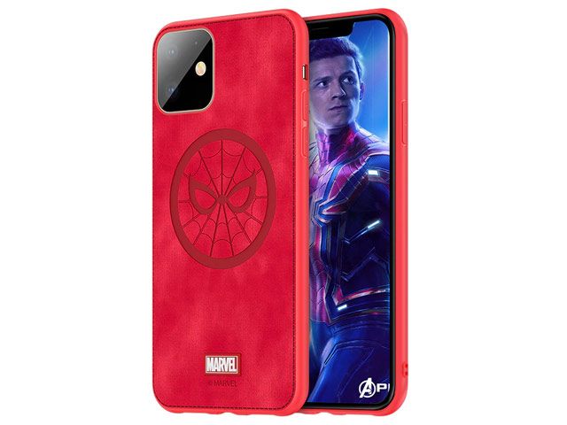 Чехол Marvel Avengers Leather case для Apple iPhone 11 (Spider-Man, матерчатый)